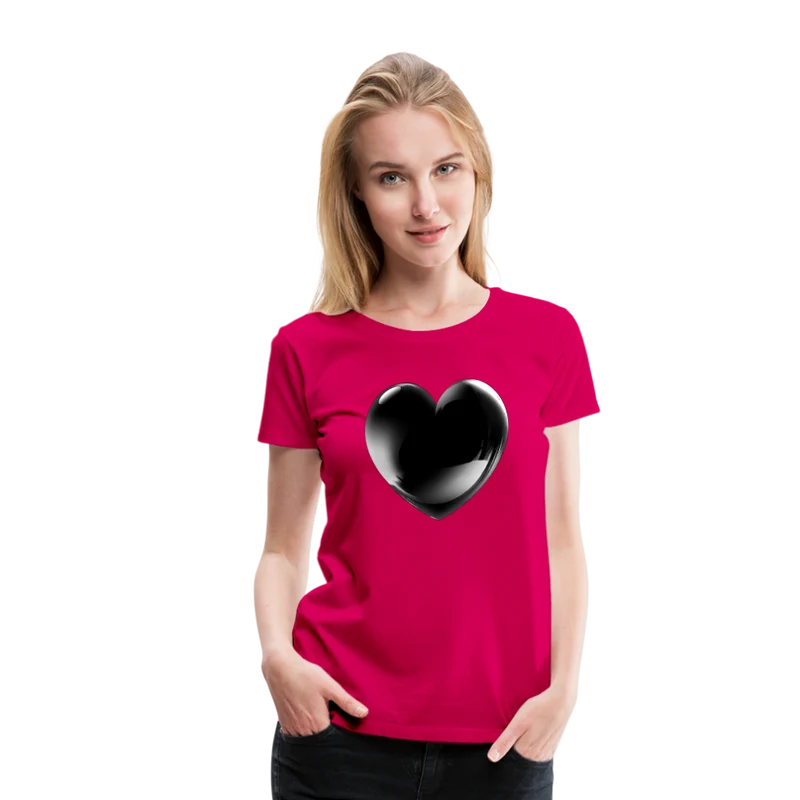 Damen Sommer Top 3D Herz T-Shirt Rundhals Streetwear lockeres Damentop