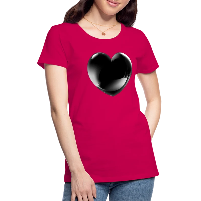 Damen Sommer Top 3D Herz T-Shirt Rundhals Streetwear lockeres Damentop