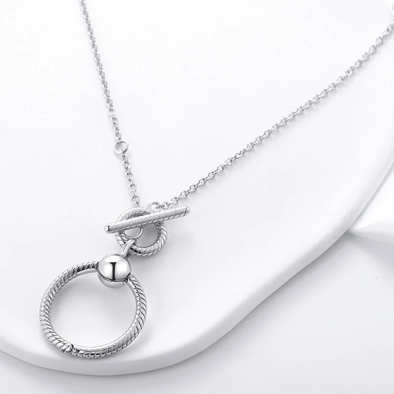 Massiv Sterling Silber 925 Panzerkette Fashion Halskette mit Zirkonia Anhänger Damen