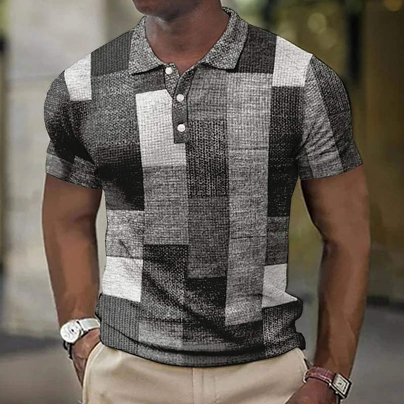 Herren Poloshirt POLO Shirt Zip Kontrast Kragen Kurzarm Slim Fit Hemd Polohemd