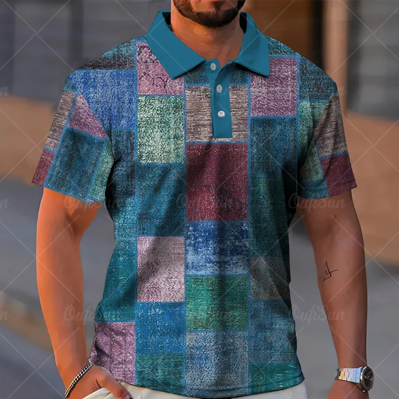 Herren Poloshirt POLO Shirt Zip Kontrast Kragen Kurzarm Slim Fit Hemd Polohemd