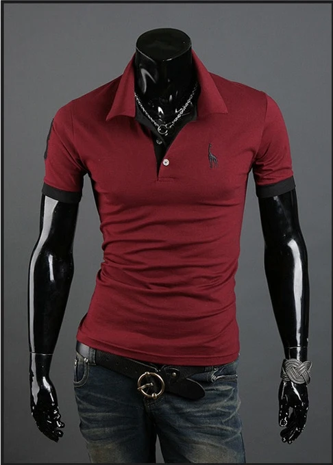 Herren Poloshirt POLO Shirt Zip Kontrast Kragen Kurzarm Slim Fit Hemd Polohemd