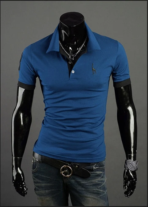 Herren Poloshirt POLO Shirt Zip Kontrast Kragen Kurzarm Slim Fit Hemd Polohemd