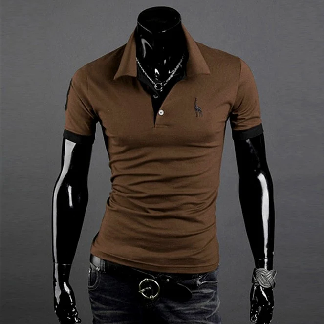 Herren Poloshirt POLO Shirt Zip Kontrast Kragen Kurzarm Slim Fit Hemd Polohemd