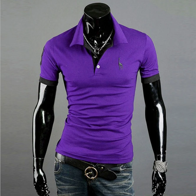 Herren Poloshirt POLO Shirt Zip Kontrast Kragen Kurzarm Slim Fit Hemd Polohemd