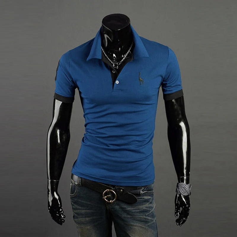 Herren Poloshirt POLO Shirt Zip Kontrast Kragen Kurzarm Slim Fit Hemd Polohemd