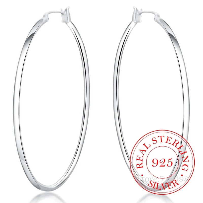 1 Paar Creolen aus 925 sterling Silber Ohrringe 50mm Ohrschmuck Ohrstecker