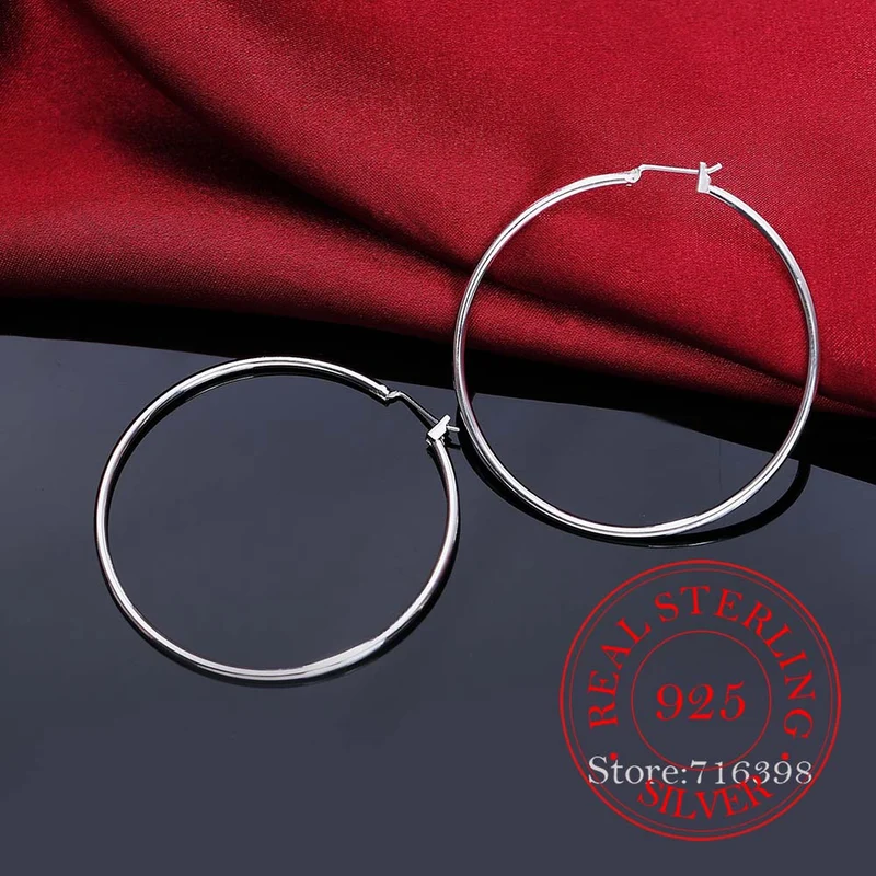 1 Paar Creolen aus 925 sterling Silber Ohrringe 50mm Ohrschmuck Ohrstecker