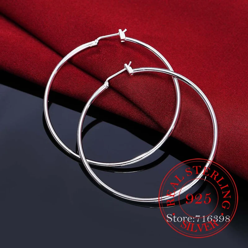 1 Paar Creolen aus 925 sterling Silber Ohrringe 50mm Ohrschmuck Ohrstecker
