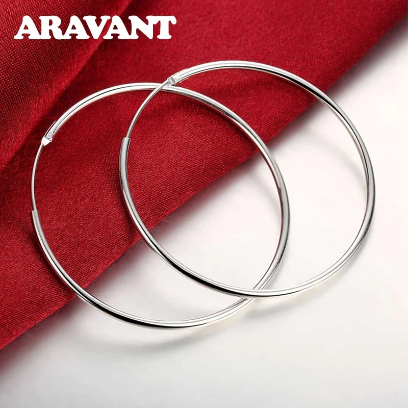 1 Paar Creolen aus 925 sterling Silber Ohrringe 50mm Ohrschmuck Ohrstecker