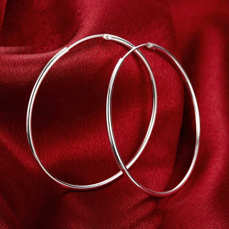 1 Paar Creolen aus 925 sterling Silber Ohrringe 50mm Ohrschmuck Ohrstecker