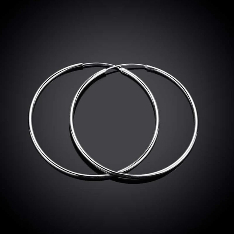 1 Paar Creolen aus 925 sterling Silber Ohrringe 50mm Ohrschmuck Ohrstecker