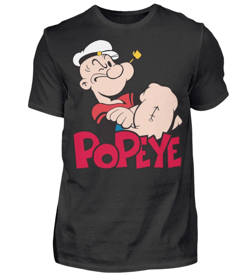 Männer Fashion Popeye T-Shirt Rundhals Unisex Streetwear 100% Baumwolle - Herren Shirt
