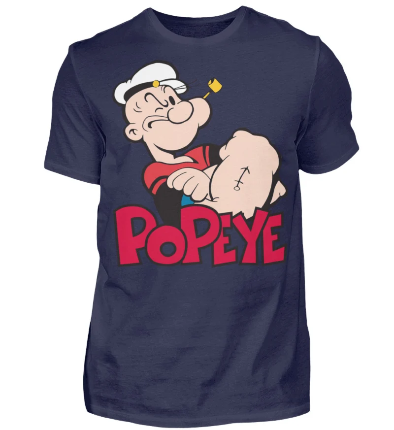 Männer Fashion Popeye T-Shirt Rundhals Unisex Streetwear 100% Baumwolle - Herren Shirt