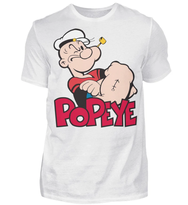 Männer Fashion Popeye T-Shirt Rundhals Unisex Streetwear 100% Baumwolle - Herren Shirt