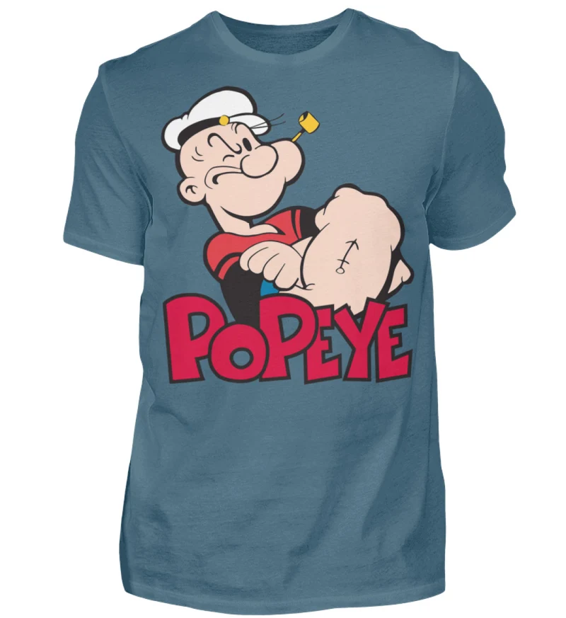 Männer Fashion Popeye T-Shirt Rundhals Unisex Streetwear 100% Baumwolle - Herren Shirt