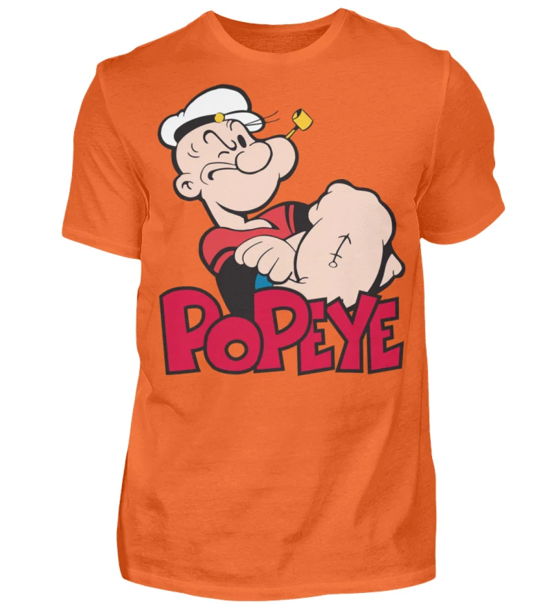 Männer Fashion Popeye T-Shirt Rundhals Unisex Streetwear 100% Baumwolle - Herren Shirt