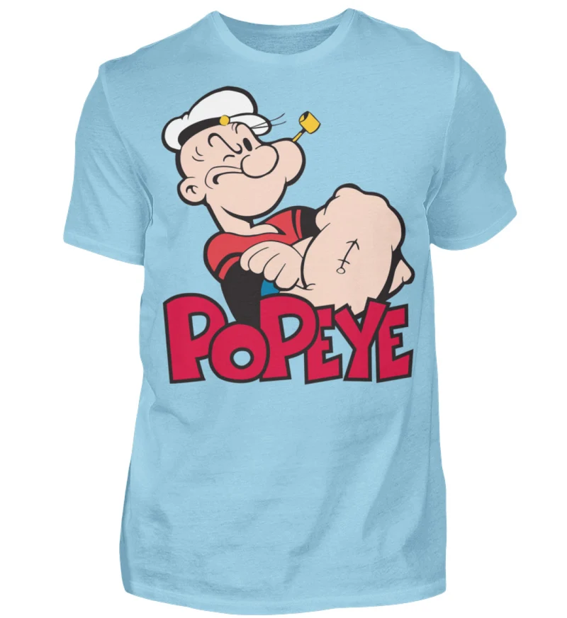 Männer Fashion Popeye T-Shirt Rundhals Unisex Streetwear 100% Baumwolle - Herren Shirt