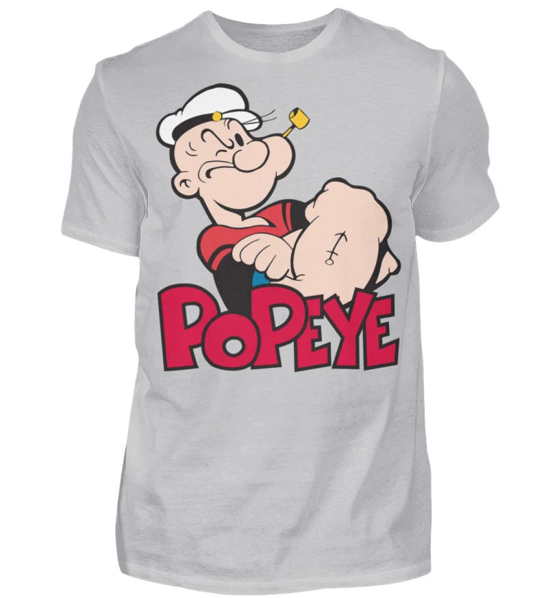Männer Fashion Popeye T-Shirt Rundhals Unisex Streetwear 100% Baumwolle - Herren Shirt