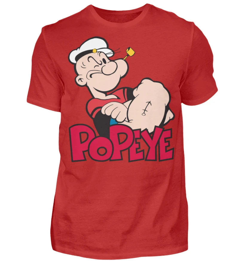 Männer Fashion Popeye T-Shirt Rundhals Unisex Streetwear 100% Baumwolle - Herren Shirt