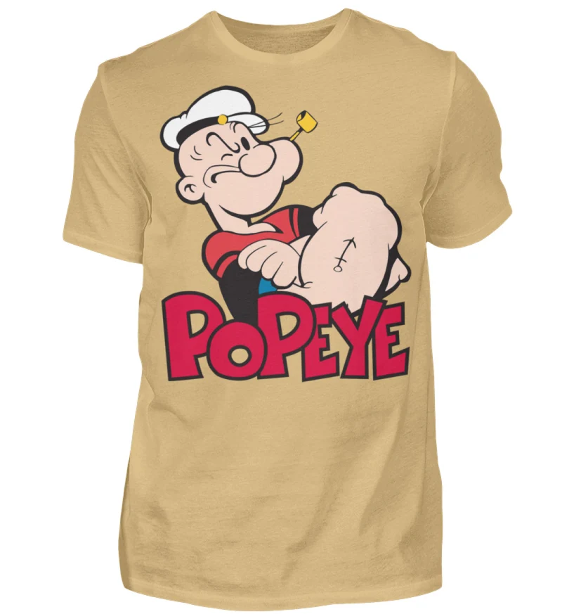 Männer Fashion Popeye T-Shirt Rundhals Unisex Streetwear 100% Baumwolle - Herren Shirt