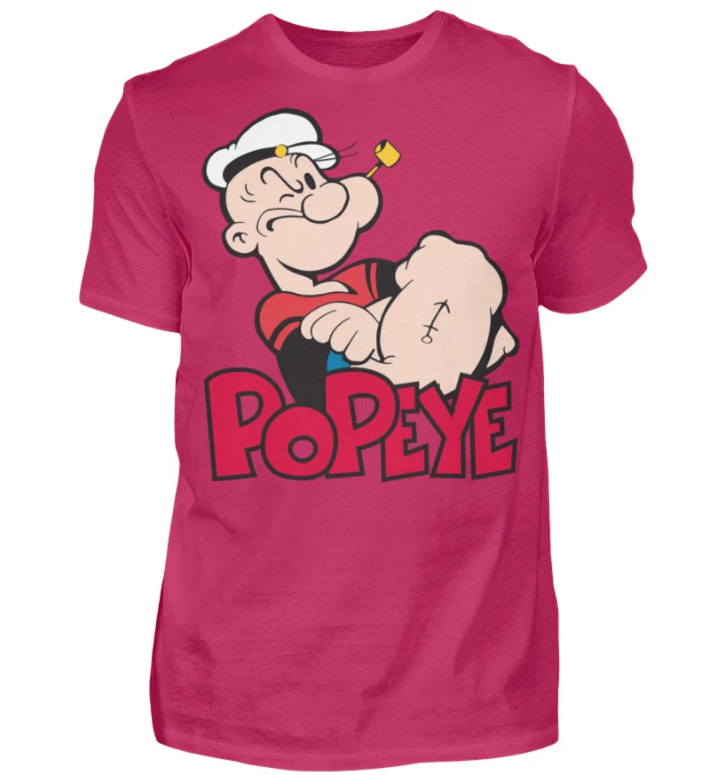 Männer Fashion Popeye T-Shirt Rundhals Unisex Streetwear 100% Baumwolle - Herren Shirt