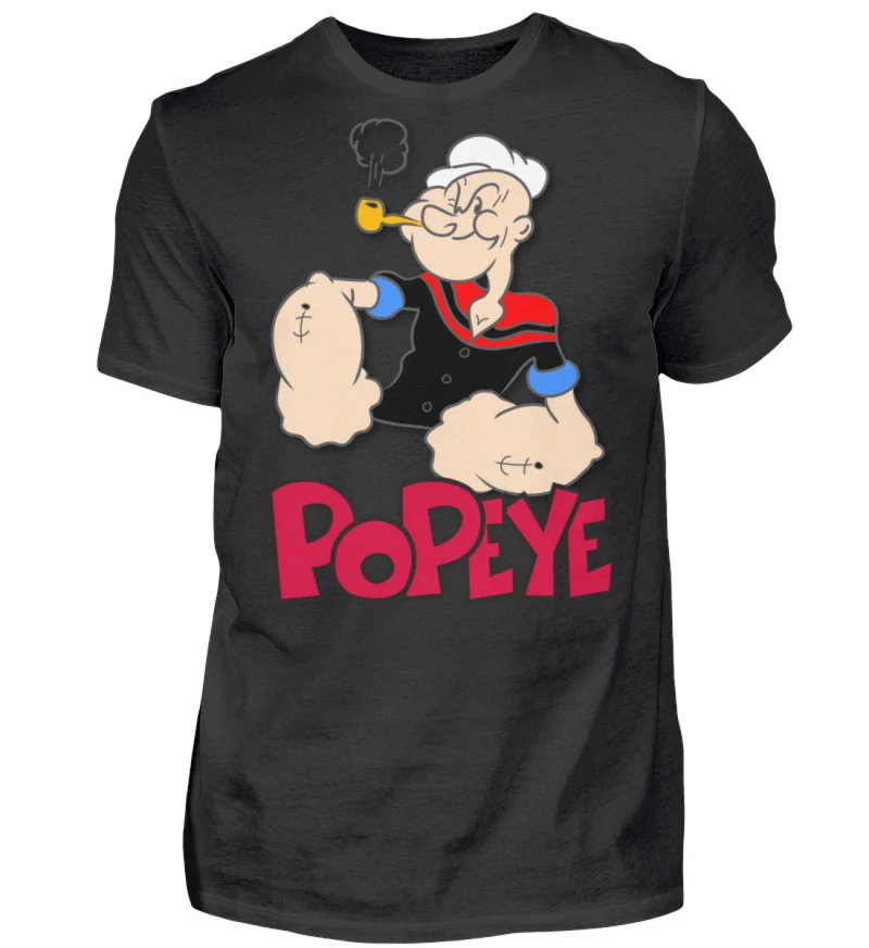 Männer Fashion Popeye T-Shirt Rundhals Unisex Streetwear 100% Baumwolle