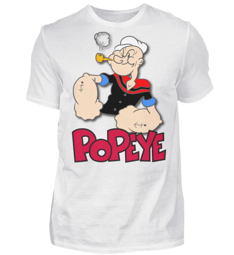 Männer Fashion Popeye T-Shirt Rundhals Unisex Streetwear 100% Baumwolle