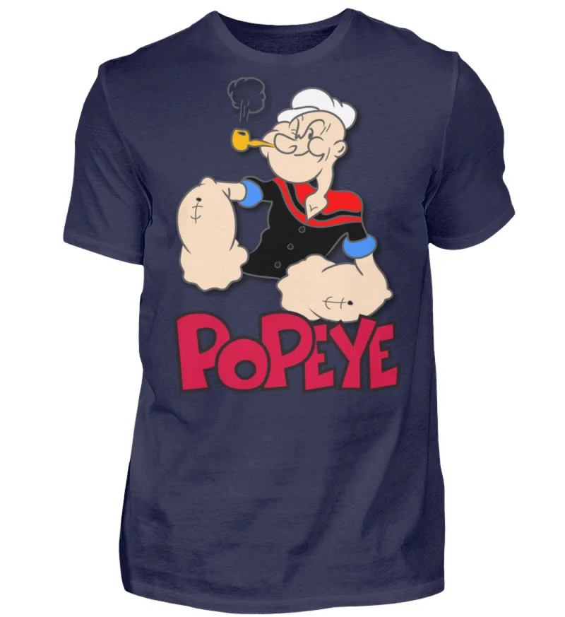 Männer Fashion Popeye T-Shirt Rundhals Unisex Streetwear 100% Baumwolle