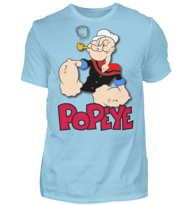 Männer Fashion Popeye T-Shirt Rundhals Unisex Streetwear 100% Baumwolle