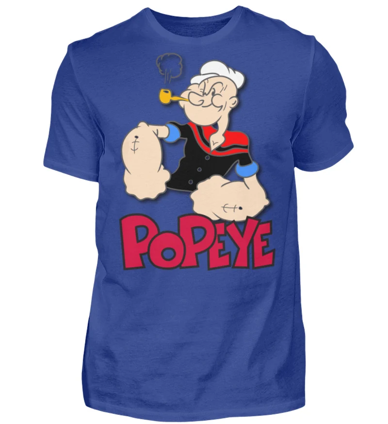 Männer Fashion Popeye T-Shirt Rundhals Unisex Streetwear 100% Baumwolle