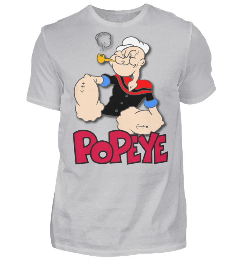 Männer Fashion Popeye T-Shirt Rundhals Unisex Streetwear 100% Baumwolle
