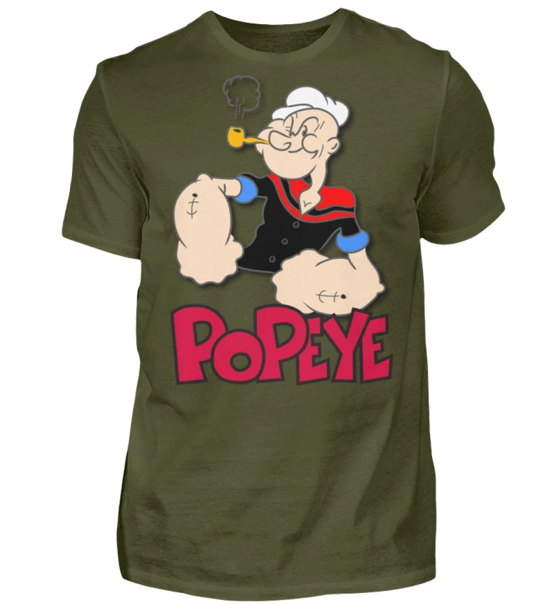 Männer Fashion Popeye T-Shirt Rundhals Unisex Streetwear 100% Baumwolle