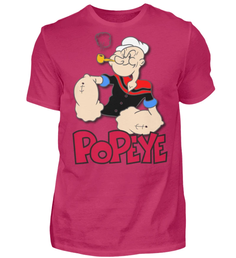 Männer Fashion Popeye T-Shirt Rundhals Unisex Streetwear 100% Baumwolle
