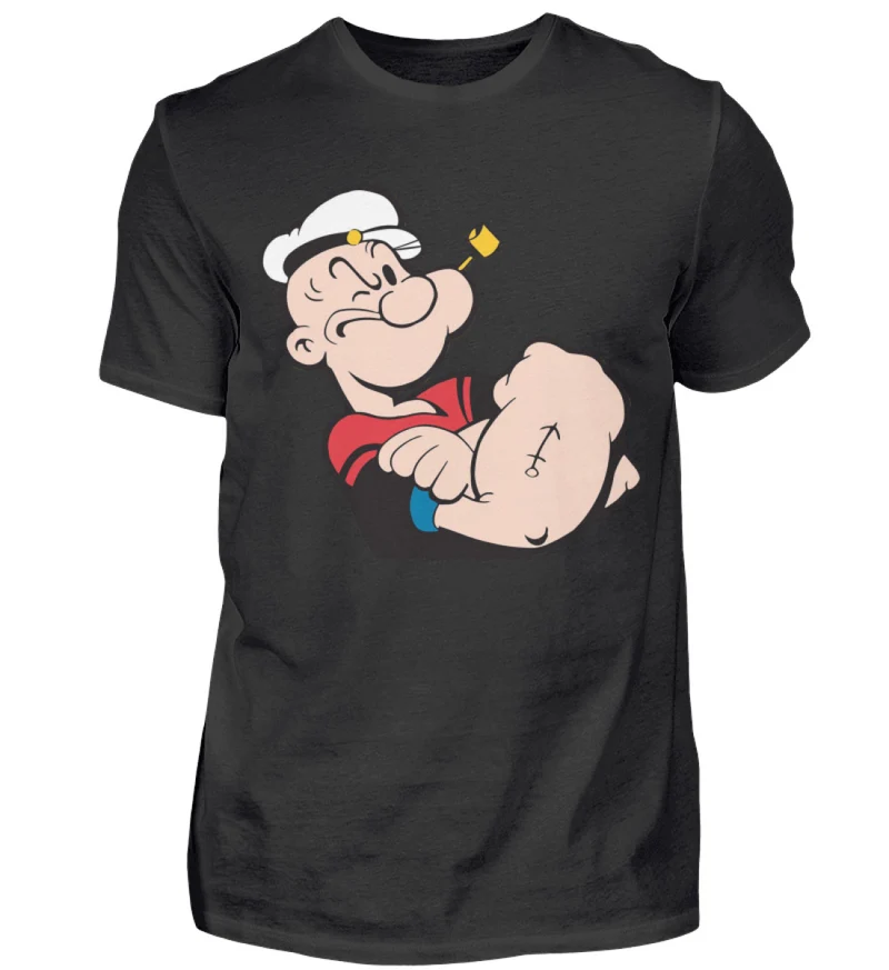 Männer Fashion Popeye T-Shirt Rundhals Unisex Streetwear 100% Baumwolle