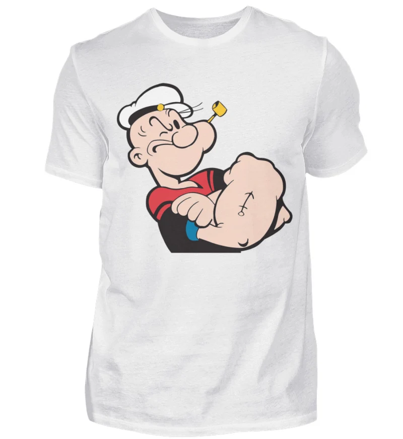 Männer Fashion Popeye T-Shirt Rundhals Unisex Streetwear 100% Baumwolle