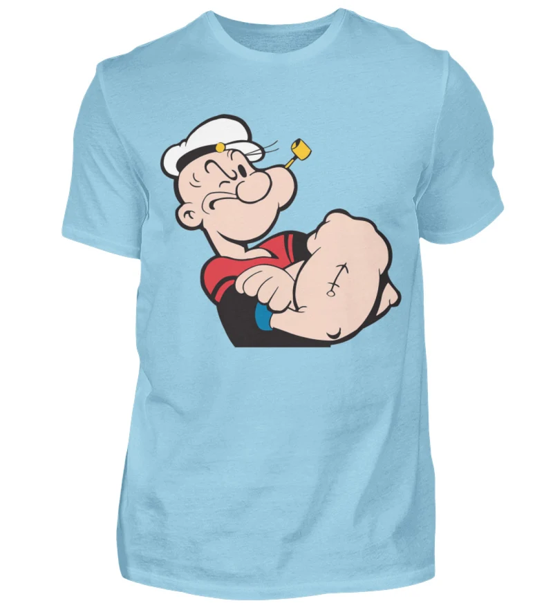 Männer Fashion Popeye T-Shirt Rundhals Unisex Streetwear 100% Baumwolle