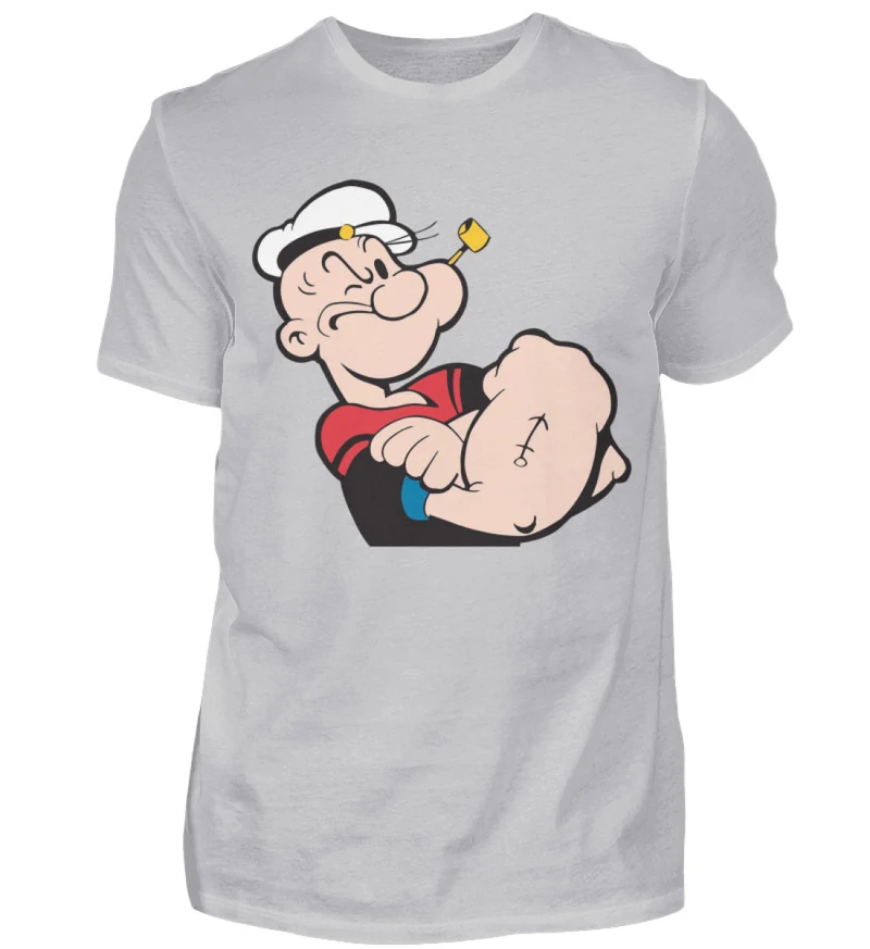 Männer Fashion Popeye T-Shirt Rundhals Unisex Streetwear 100% Baumwolle