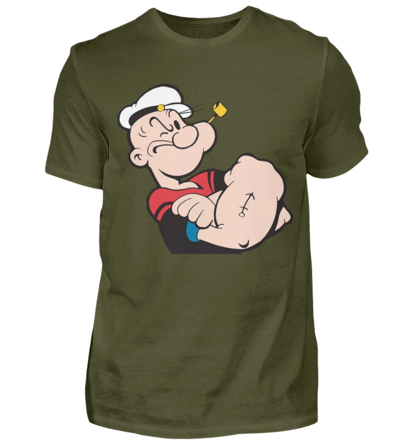 Männer Fashion Popeye T-Shirt Rundhals Unisex Streetwear 100% Baumwolle