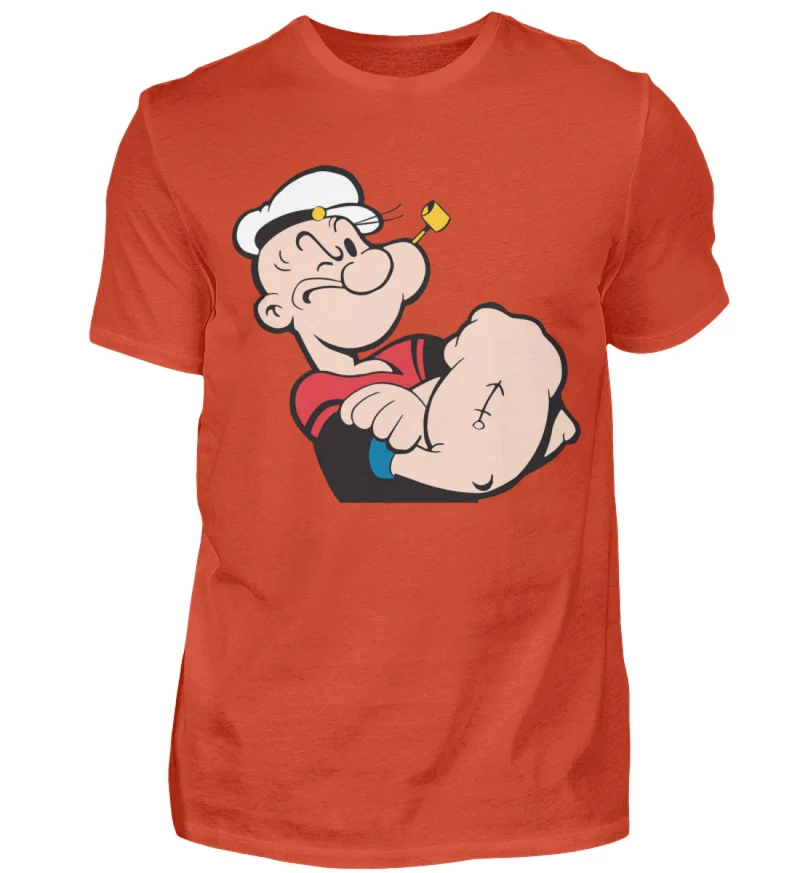 Männer Fashion Popeye T-Shirt Rundhals Unisex Streetwear 100% Baumwolle