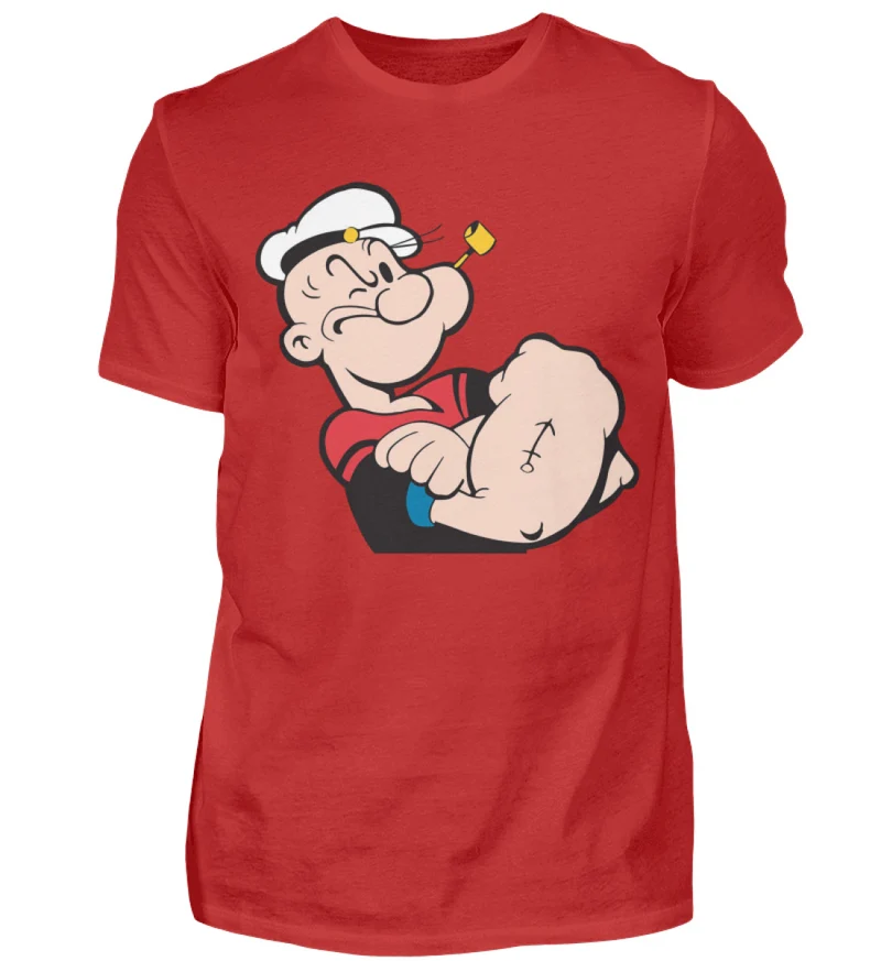 Männer Fashion Popeye T-Shirt Rundhals Unisex Streetwear 100% Baumwolle