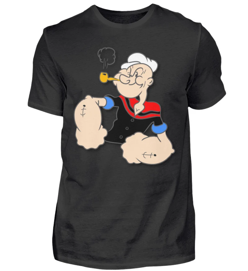 Männer Fashion Popeye T-Shirt Rundhals Unisex Streetwear 100% Baumwolle