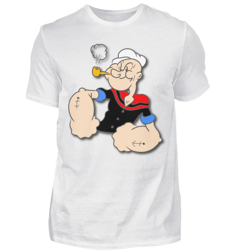 Männer Fashion Popeye T-Shirt Rundhals Unisex Streetwear 100% Baumwolle