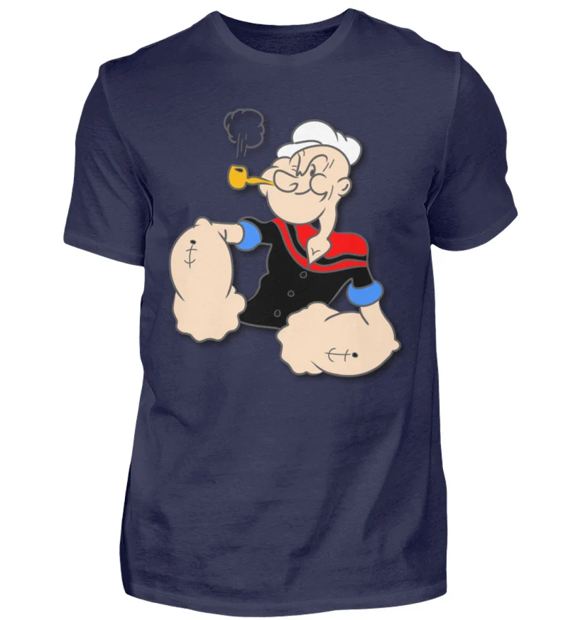Männer Fashion Popeye T-Shirt Rundhals Unisex Streetwear 100% Baumwolle