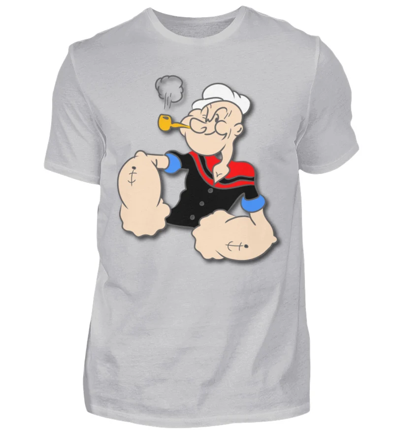 Männer Fashion Popeye T-Shirt Rundhals Unisex Streetwear 100% Baumwolle