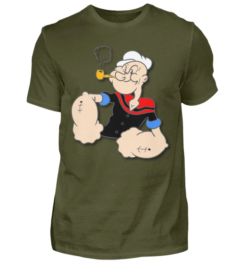 Männer Fashion Popeye T-Shirt Rundhals Unisex Streetwear 100% Baumwolle