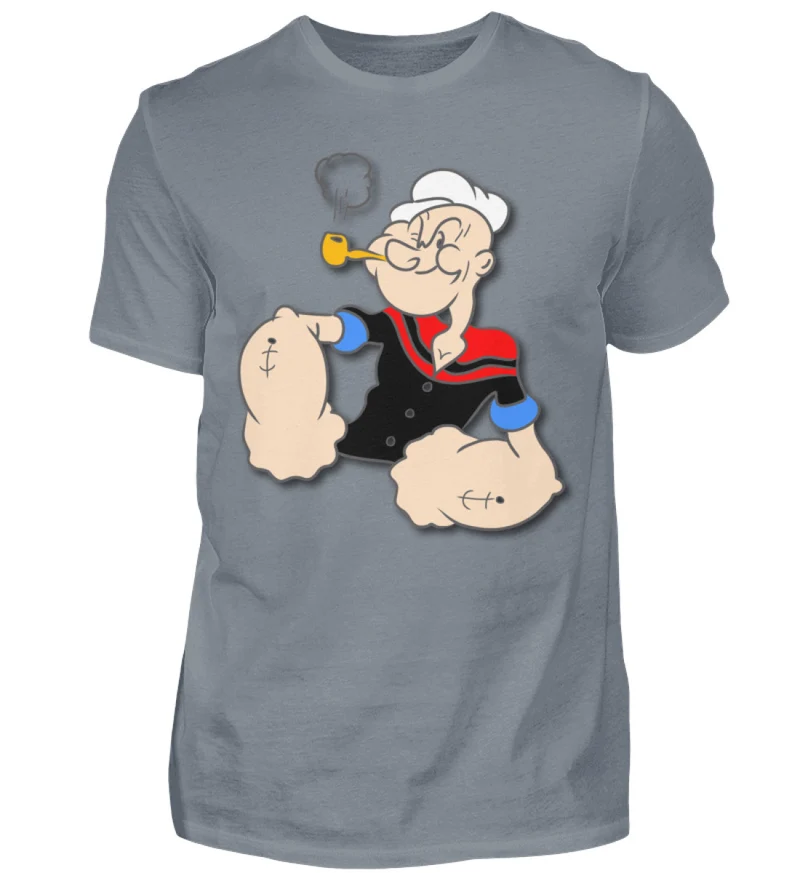 Männer Fashion Popeye T-Shirt Rundhals Unisex Streetwear 100% Baumwolle