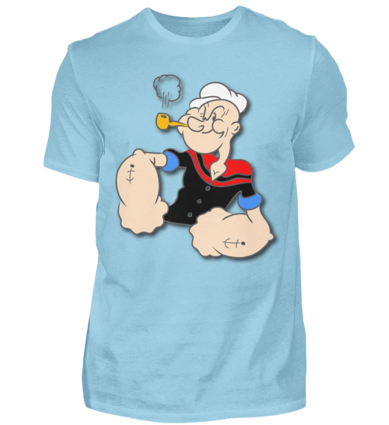 Männer Fashion Popeye T-Shirt Rundhals Unisex Streetwear 100% Baumwolle