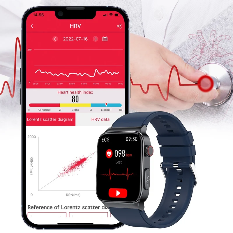 EKG + PPG Bluetooth Smart watch Fitness Tracker Sport Uhr Puls Armband Wasserdicht