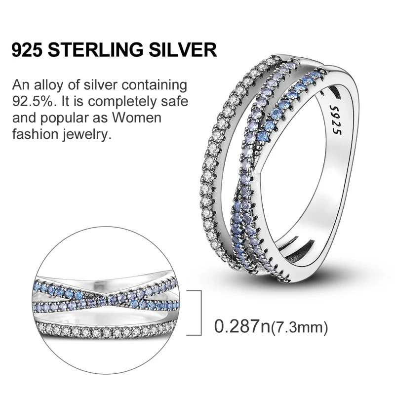 Massiv Sterling Silber 925 Ring filigran Fashion Damenring mit AAA Zirkonia